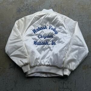Vintage 80’s Wabash Valley Chrysler Satin Bomber Jacket L Made In USA